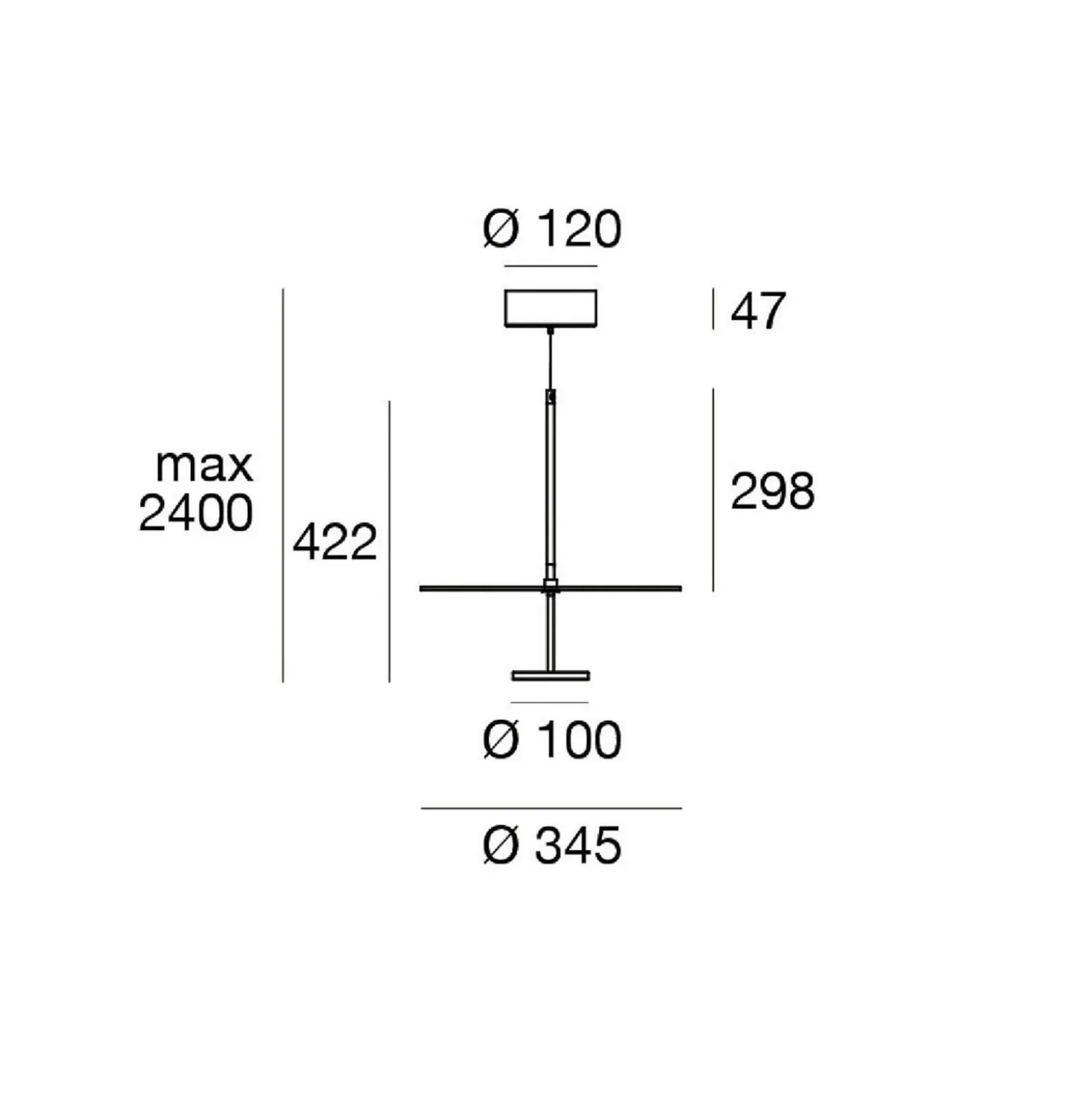 LED-riippuvalaisin Stilo_P, musta, Ø 35 cm, IP40