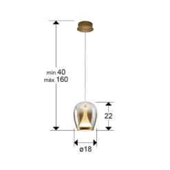 LED-riippuvalaisin Suspiro, Ø 18 cm, kulta-/meripihkanvärinen, lasi