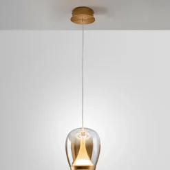 LED-riippuvalaisin Suspiro, Ø 18 cm, kulta-/meripihkanvärinen, lasi