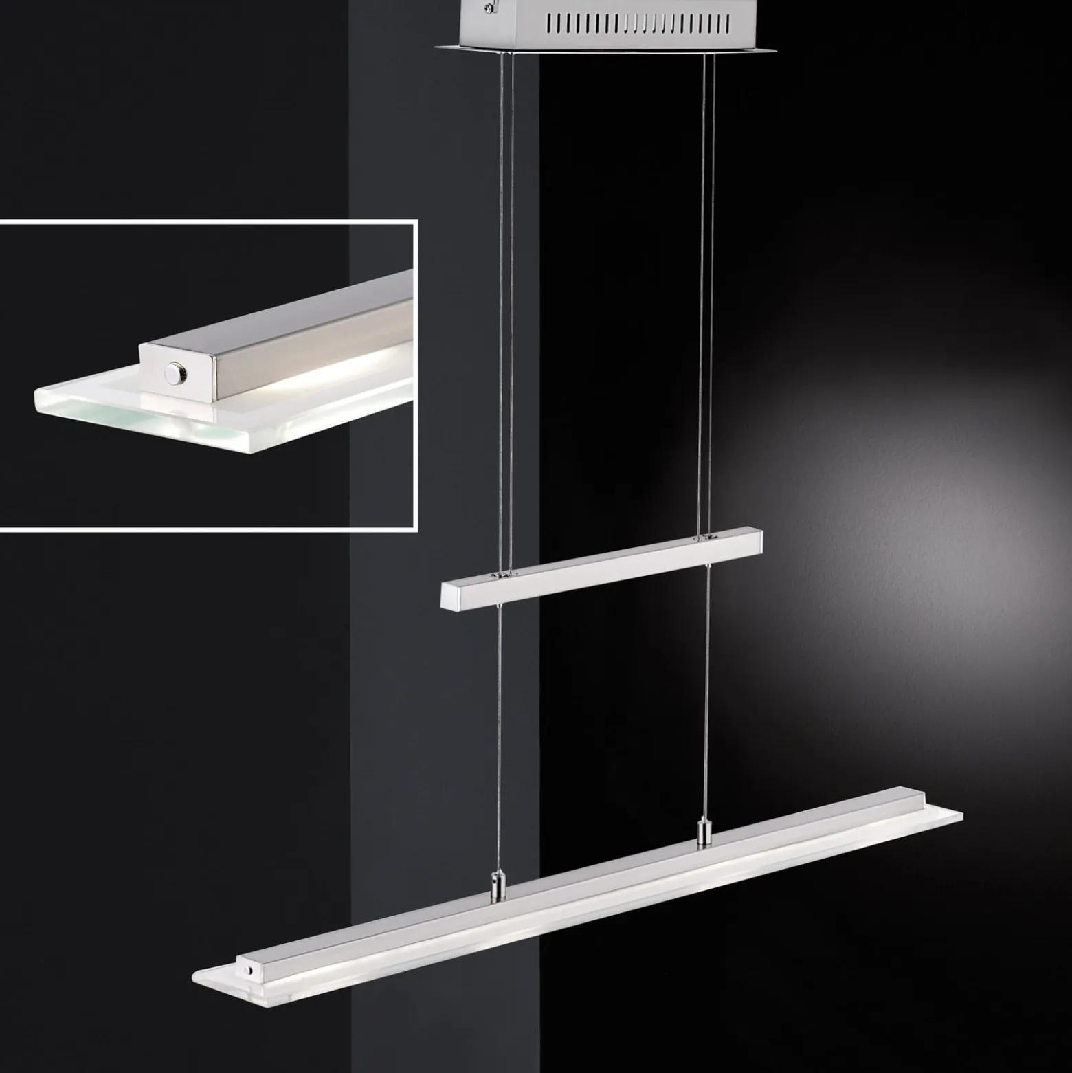 LED-riippuvalaisin Tenso, nikkeli, 64 cm, metalli, CCT, himmennin, himmennettävä