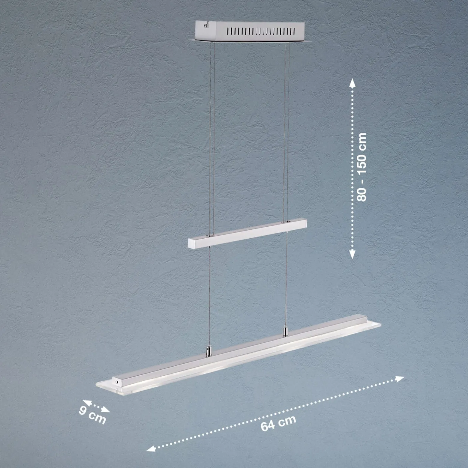 LED-riippuvalaisin Tenso, nikkeli, 64 cm, metalli, CCT, himmennin, himmennettävä