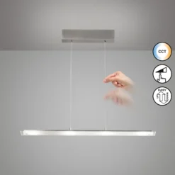 LED-riippuvalaisin Torvi, nikkeli, pituus 88 cm, CCT, kosketusdimmeri