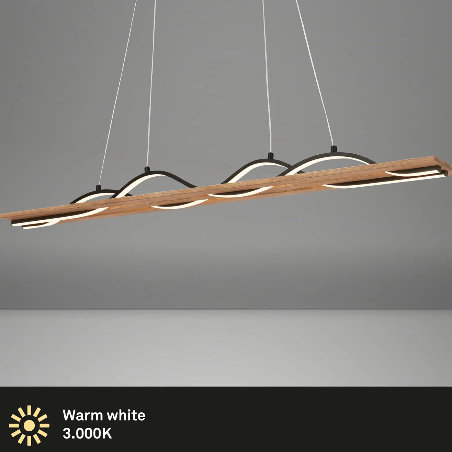 LED-riippuvalaisin Vinka, 2-valo, pituus 98 cm, puunvärinen