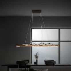 LED-riippuvalaisin Vinka, 2-valo, pituus 98 cm, puunvärinen