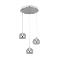 LED-riippuvalo Flynt, Ø 42 cm, kromivärinen, metalli CCT 3-lamppuinen
