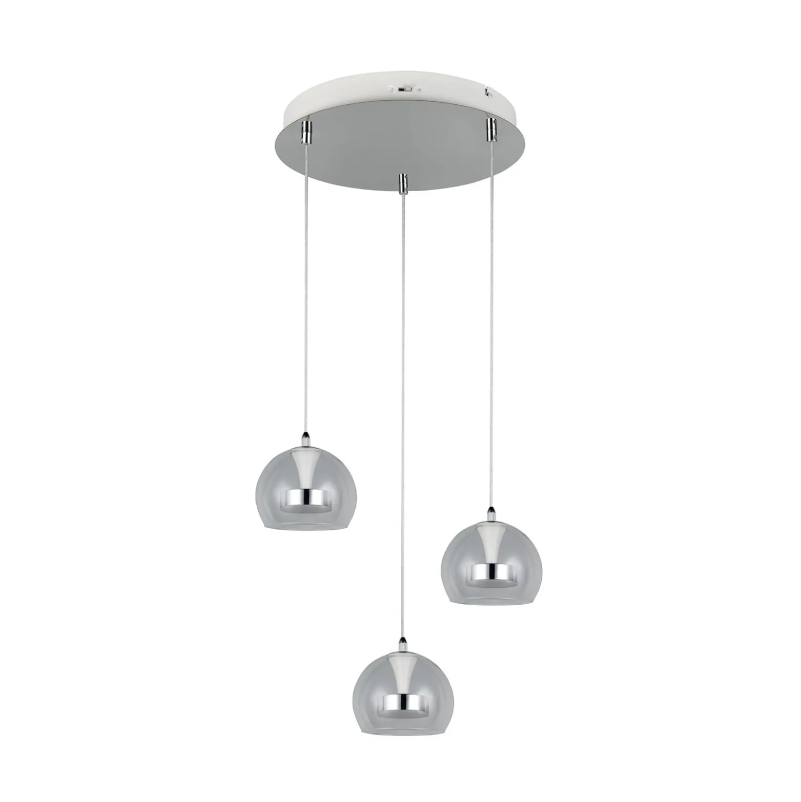 LED-riippuvalo Flynt, Ø 42 cm, kromivärinen, metalli CCT 3-lamppuinen