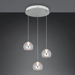 LED-riippuvalo Flynt, Ø 42 cm, kromivärinen, metalli CCT 3-lamppuinen