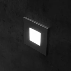 LED-seinään upotettava valaisin Wall F, musta, 7,5 x 7,5 cm, metallilevyjä