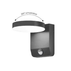 LED-seinävalaisin 9083, anturi, antrasiitti, 16 cm, CCT, IP54