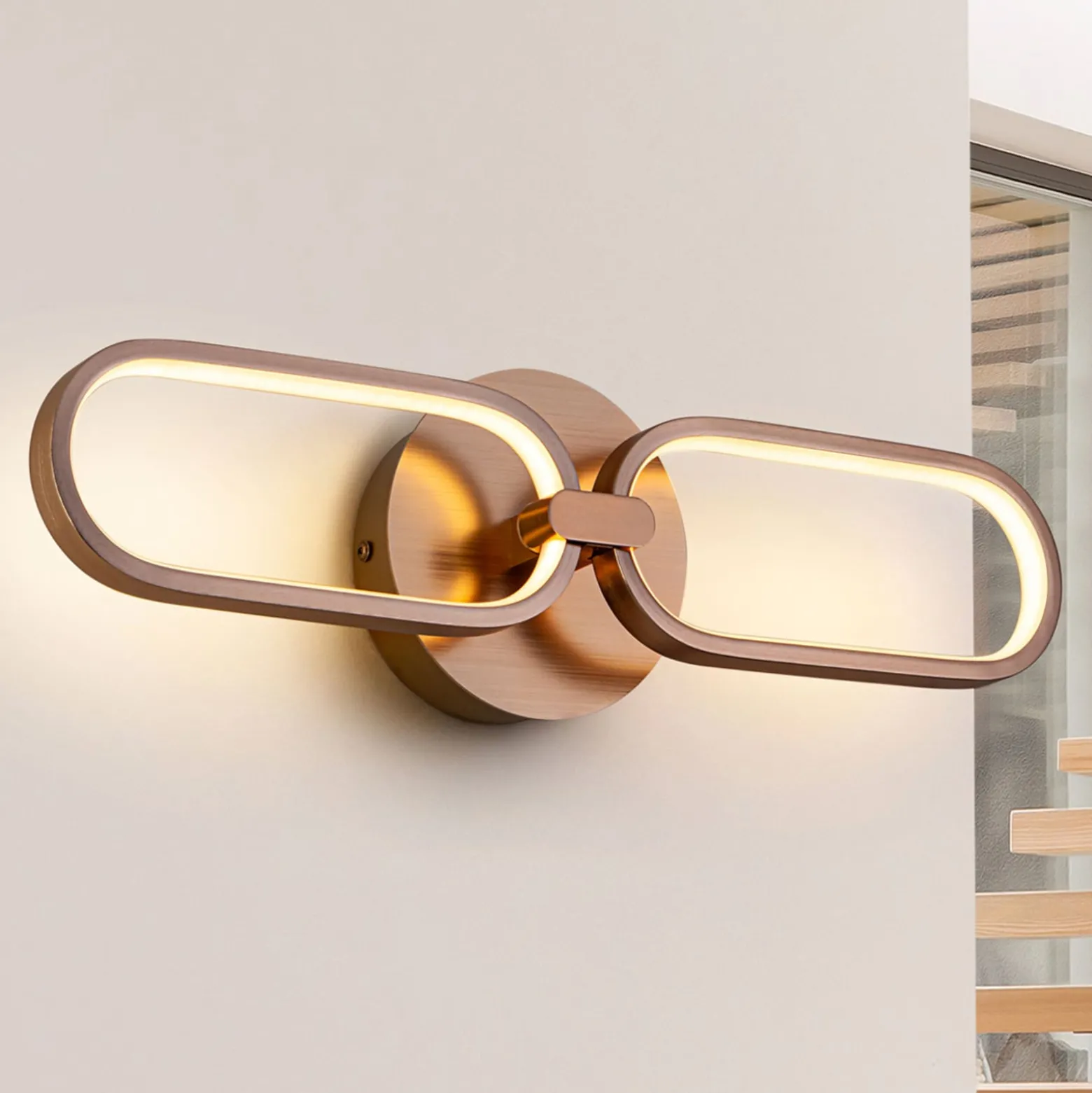 LED-seinävalaisin Colette 2-lamppuinen, ruusukulta