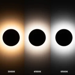 LED-seinävalaisin Disk, Ø 18 cm, musta, muovi, IP65, CCT