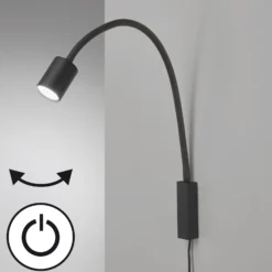 LED-seinävalaisin Justi, hiekanmusta, korkeus 52 cm, metallia