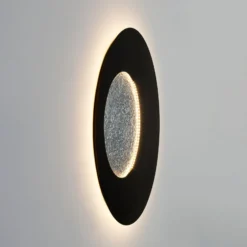 LED-seinävalaisin Luna, ruskea-musta/hopea, Ø 120 cm, rautainen