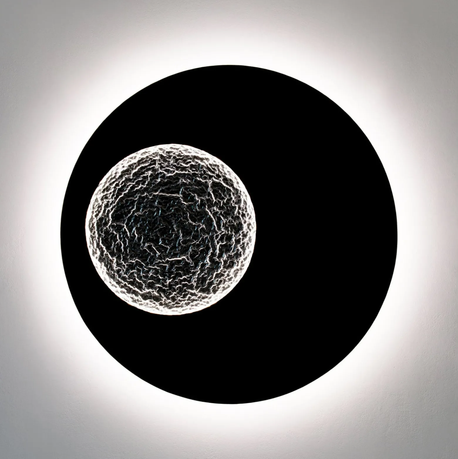 LED-seinävalaisin Luna, ruskea-musta/hopea, Ø 120 cm, rautainen