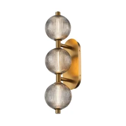 LED-seinävalaisin PALMAS kulta/savuharmaa Leveys 59 cm 3-lamppuinen IP44