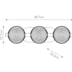 LED-seinävalaisin PALMAS kulta/savuharmaa Leveys 59 cm 3-lamppuinen IP44