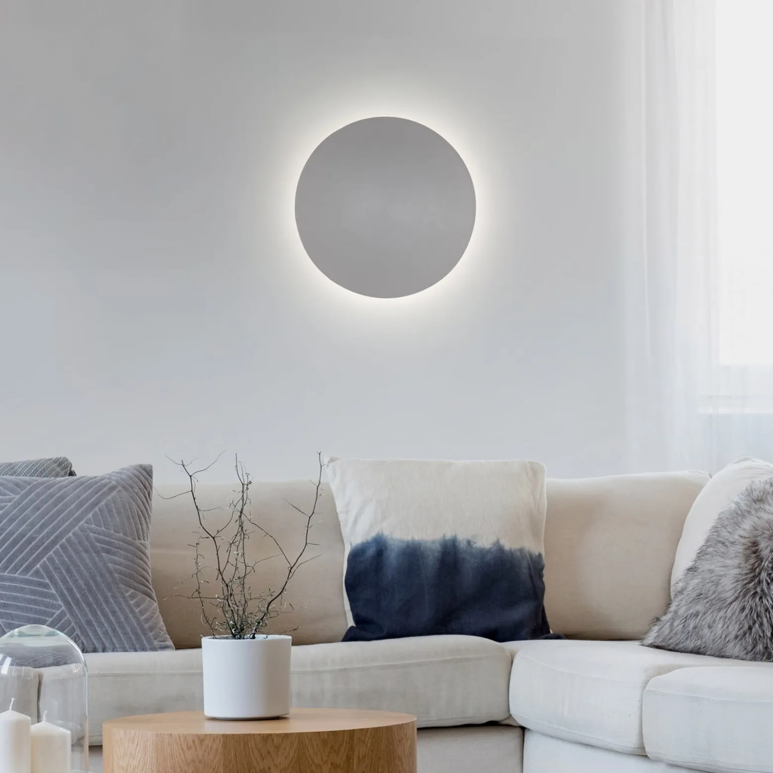 LED-seinävalaisin paristo Puntua Ø 25 cm harmaa