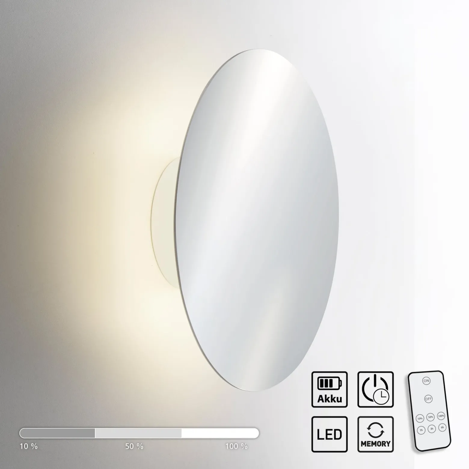 LED-seinävalaisin paristo Puntua Ø 25 cm kromi
