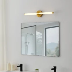LED-seinävalaisin Ramola, messinkivärinen, leveys 60 cm, IP44, CCT