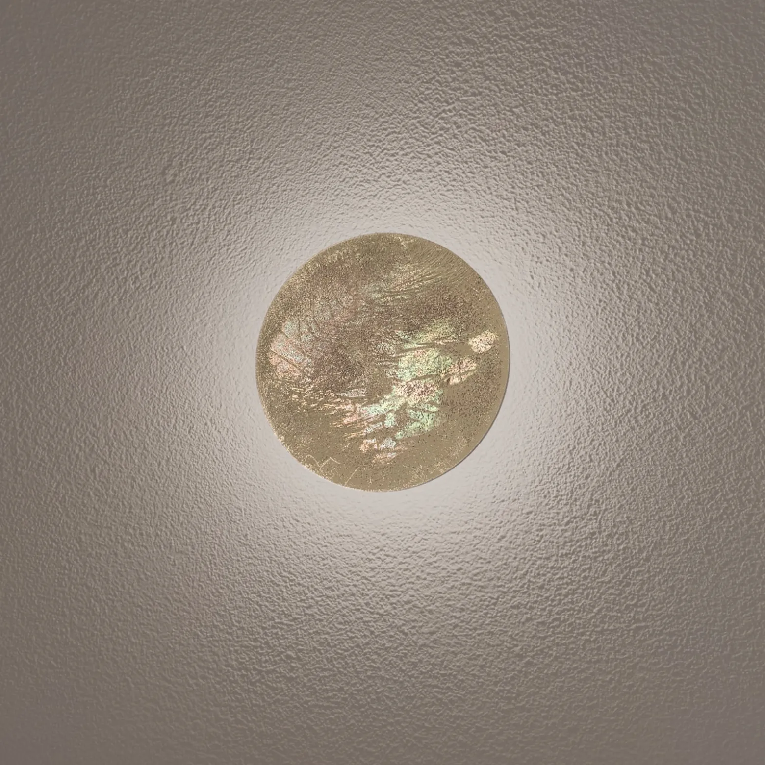 LED-seinävalaisin Ring S, Ø 15 cm, vaneri, kultainen