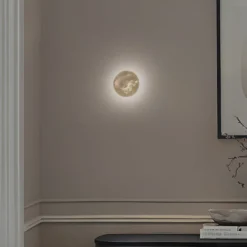 LED-seinävalaisin Ring S, Ø 15 cm, vaneri, kultainen