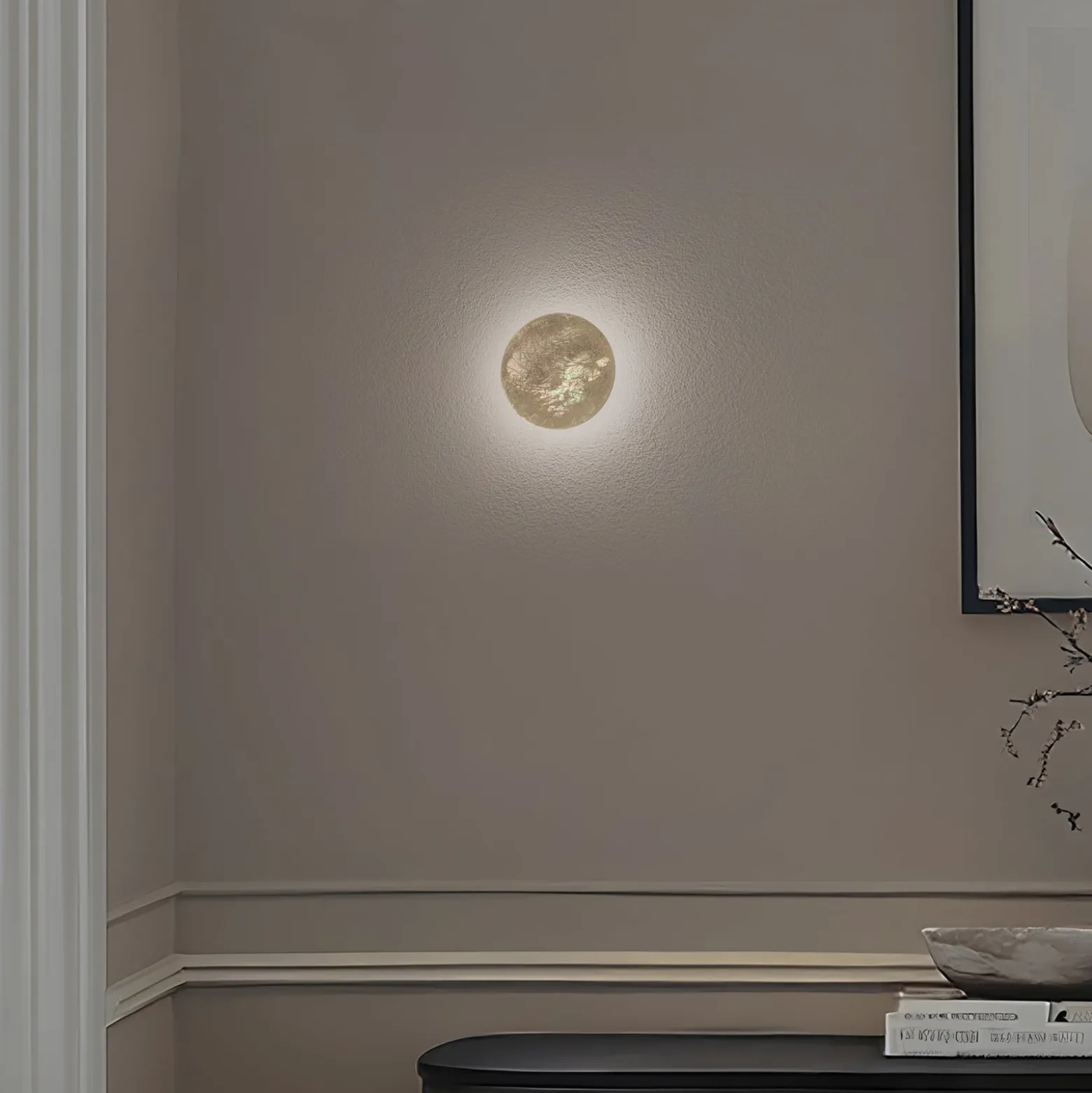 LED-seinävalaisin Ring S, Ø 15 cm, vaneri, kultainen