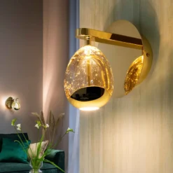 LED-seinävalaisin Rocio, metalli, lasi, 1-valo, kultainen