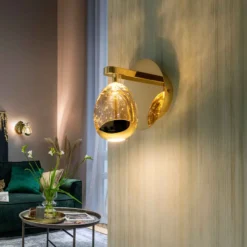 LED-seinävalaisin Rocio, metalli, lasi, 1-valo, kultainen