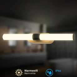 LED-seinävalaisin Runt, musta/puu 3 000 K IP44 Pituus 40 cm