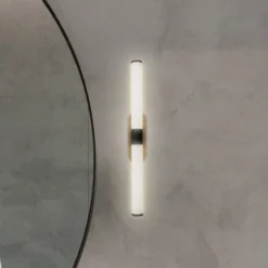 LED-seinävalaisin Runt, musta/puu 3 000 K IP44 Pituus 40 cm
