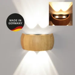 LED-seinävalaisin Shine-Wood, leveys 20 cm, tammi/musta 4-lamppuinen.