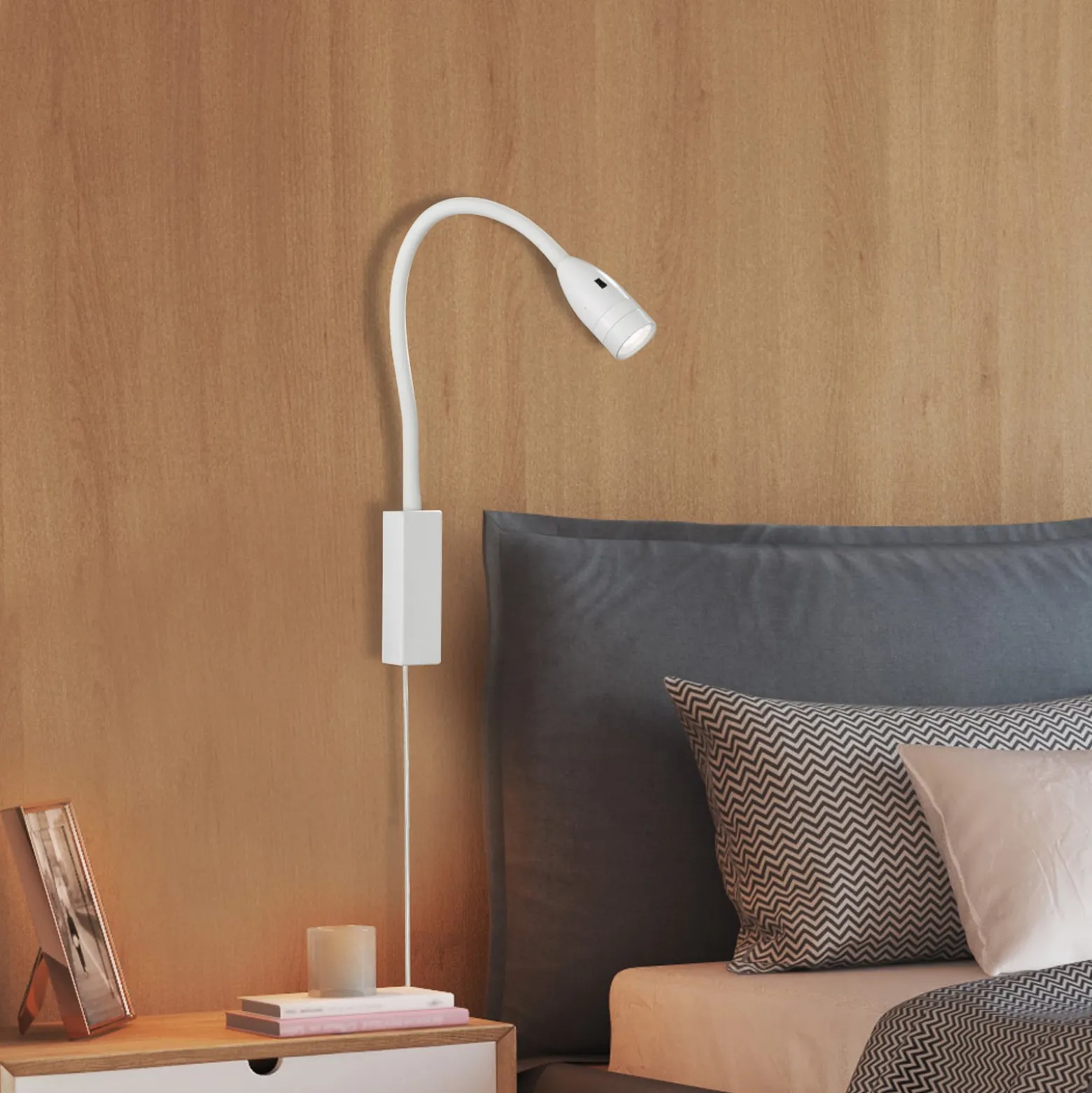 LED-seinävalaisin Sten, valkoinen, korkeus 61 cm, eleohjaus