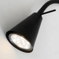 LED-seinävalaisin Tusa, musta, metalli, 45 cm, joustava varsi