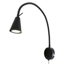 LED-seinävalaisin Tusa, musta, metalli, 45 cm, joustava varsi