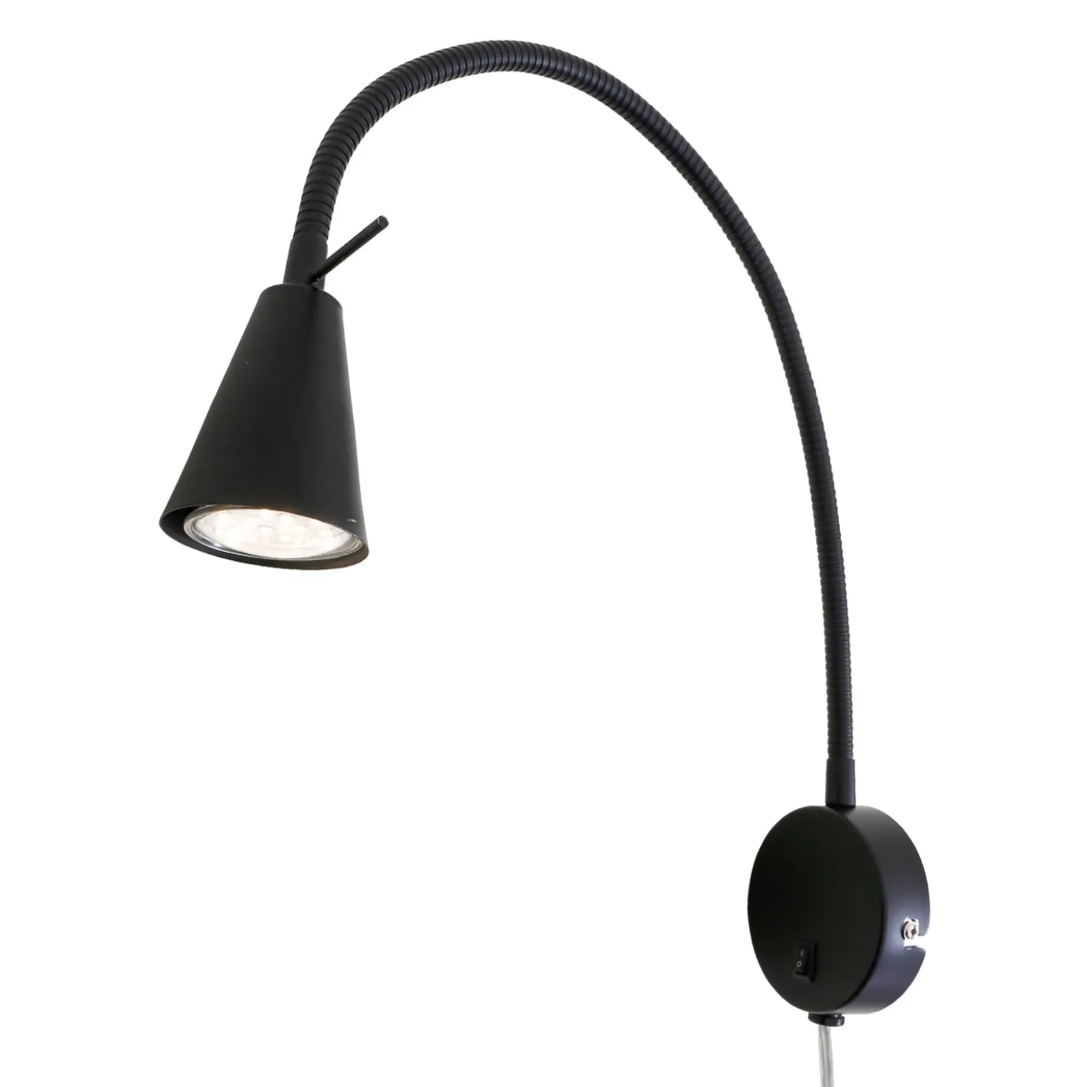 LED-seinävalaisin Tusa, musta, metalli, 45 cm, joustava varsi