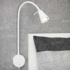LED-seinävalaisin Tusa, valkoinen, metalli, 45 cm, joustava varsi