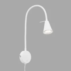 LED-seinävalaisin Tusa, valkoinen, metalli, 45 cm, joustava varsi