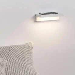 LED-seinävalo Well, USB+langaton laturi, valkoinen
