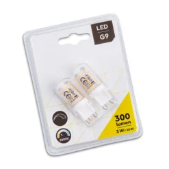 LED tappisokkelilamppu G9 3W, 3000 K, ulkoisesti himmennettävä, 2 kpl:n