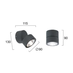 LED-ulkokattokohdevalo Andria, tummanharmaa, Ø 9 cm, metalli