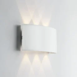 LED-ulkoseinälamppu Betle, valkoinen, leveys 17 cm, metalli, CCT