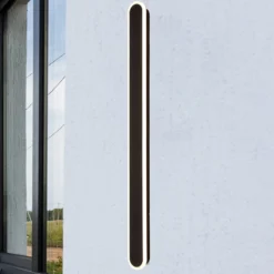 LED-ulkoseinälamppu Bordo Oval 120 cm, musta alumiini