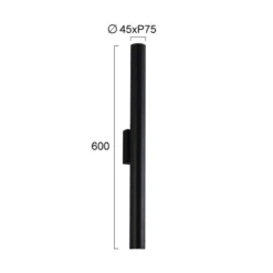 LED-ulkoseinälamppu City, korkeus 60 cm, musta, metalli