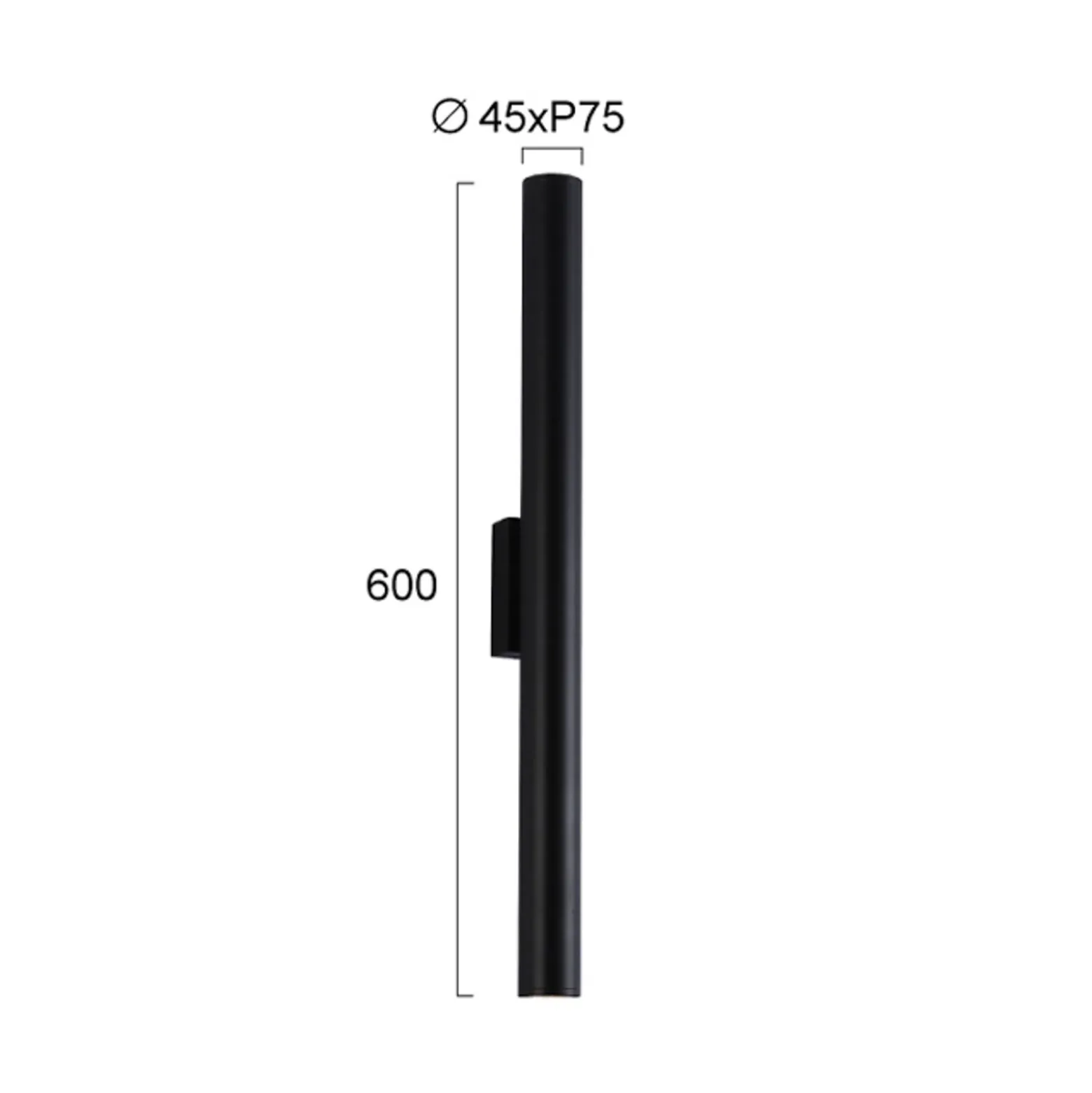 LED-ulkoseinälamppu City, korkeus 60 cm, musta, metalli