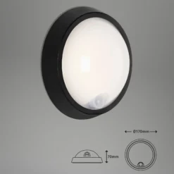 LED-ulkoseinälamppu Helsinki tunnistin IP44, musta