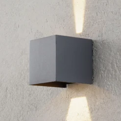 LED-ulkoseinävalaisin Cube, antrasiitti, metalli, 10 cm, ylös/alas