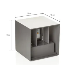 LED-ulkoseinävalaisin Cube, antrasiitti, metalli, 10 cm, ylös/alas