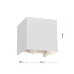 LED-ulkoseinävalaisin Cube-S, valkoinen, metalli, liiketunnistin