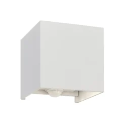 LED-ulkoseinävalaisin Cube-S, valkoinen, metalli, liiketunnistin
