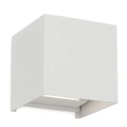 LED-ulkoseinävalaisin Cube, valkoinen, metalli, 10 cm, ylös/alas